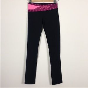 Ivivva Black Pink Waistband Reversible Leggings